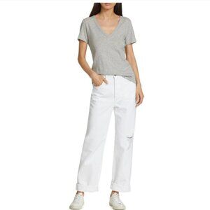 AG Adriano Goldschmied Knoxx High Rise Baggy Boyfriend White Denim Jeans Size 24